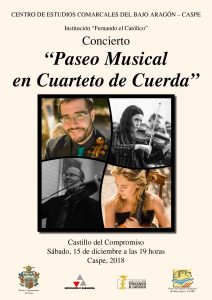 CONCIERTO "Paseo Musical en Cuarteto de Cuerda" @ Salón de actos Castillo del Compromiso | Caspe | Zaragoza | España