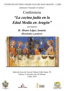 CONFERENCIA "La cocina judía en la Edad Media en Aragón" @ Salón de Actos Casa de Cultura | Caspe | Aragón | España